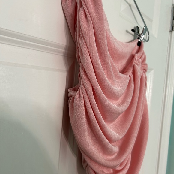 Light Pink Shimmery One Shoulder Top - Picture 4 of 4